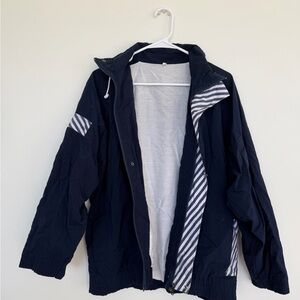 Navy windbreaker Jacket with Striped accents